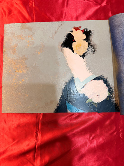 Vintage Japanese Maiko Glass Art | Washi Paper | Framed Artwork | YUIKURA