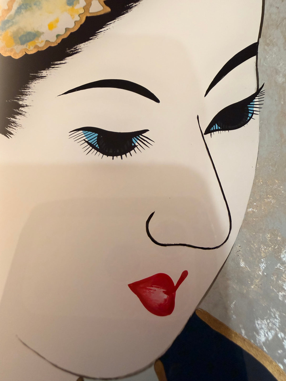 Vintage Japanese Maiko Glass Art | Washi Paper | Framed Artwork | YUIKURA